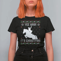 Yee Haw It Is Christmas T Shirt For Women Funny Ugly Xmas Rodeo Gift For Cowgirl - Wonder Print Shop