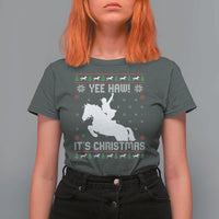 Yee Haw It Is Christmas T Shirt For Women Funny Ugly Xmas Rodeo Gift For Cowgirl - Wonder Print Shop