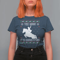 Yee Haw It Is Christmas T Shirt For Women Funny Ugly Xmas Rodeo Gift For Cowgirl - Wonder Print Shop