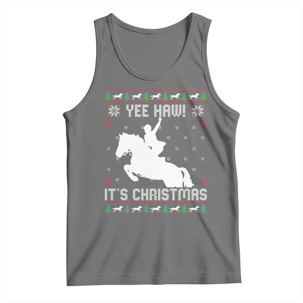 Yee Haw It Is Christmas Tank Top Funny Ugly Xmas Rodeo Gift For Cowgirl - Wonder Print Shop