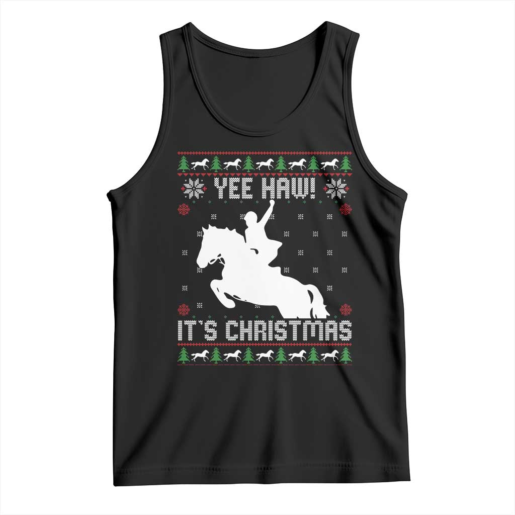 Yee Haw It Is Christmas Tank Top Funny Ugly Xmas Rodeo Gift For Cowgirl - Wonder Print Shop