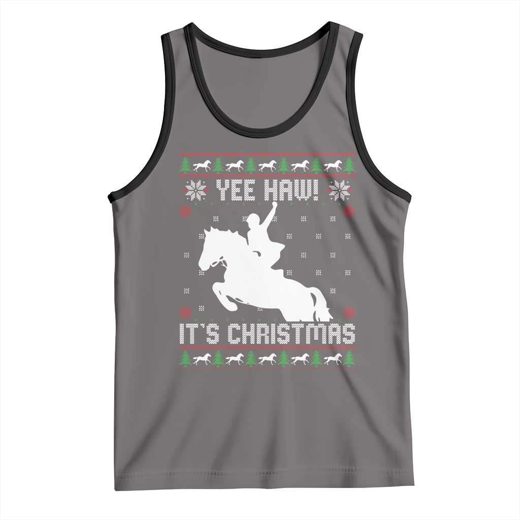 Yee Haw It Is Christmas Tank Top Funny Ugly Xmas Rodeo Gift For Cowgirl - Wonder Print Shop