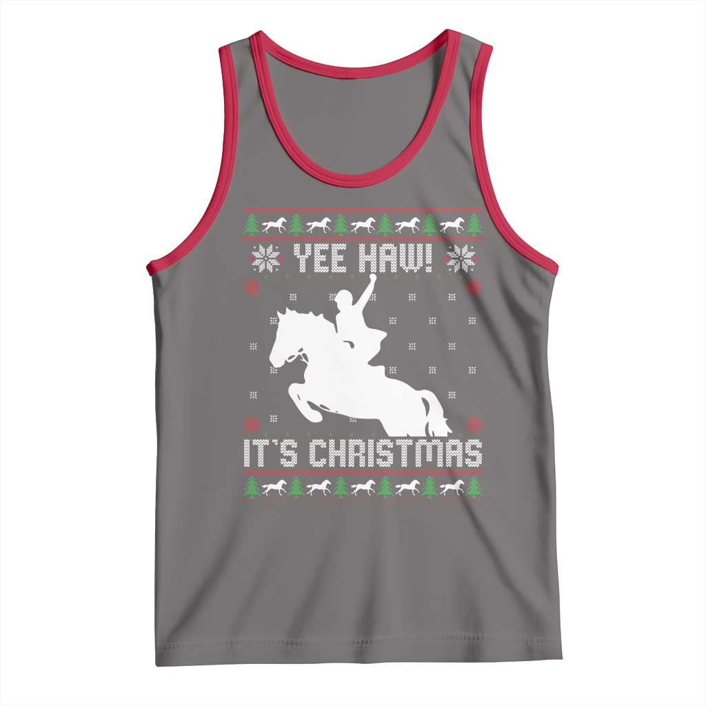 Yee Haw It Is Christmas Tank Top Funny Ugly Xmas Rodeo Gift For Cowgirl - Wonder Print Shop