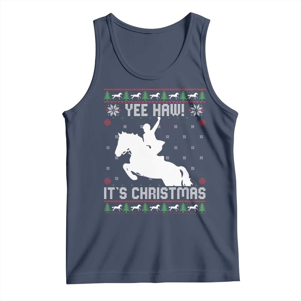 Yee Haw It Is Christmas Tank Top Funny Ugly Xmas Rodeo Gift For Cowgirl - Wonder Print Shop