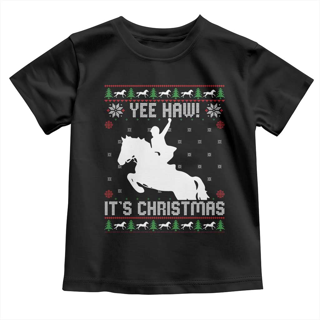 Yee Haw It Is Christmas Toddler T Shirt Funny Ugly Xmas Rodeo Gift For Cowgirl - Wonder Print Shop