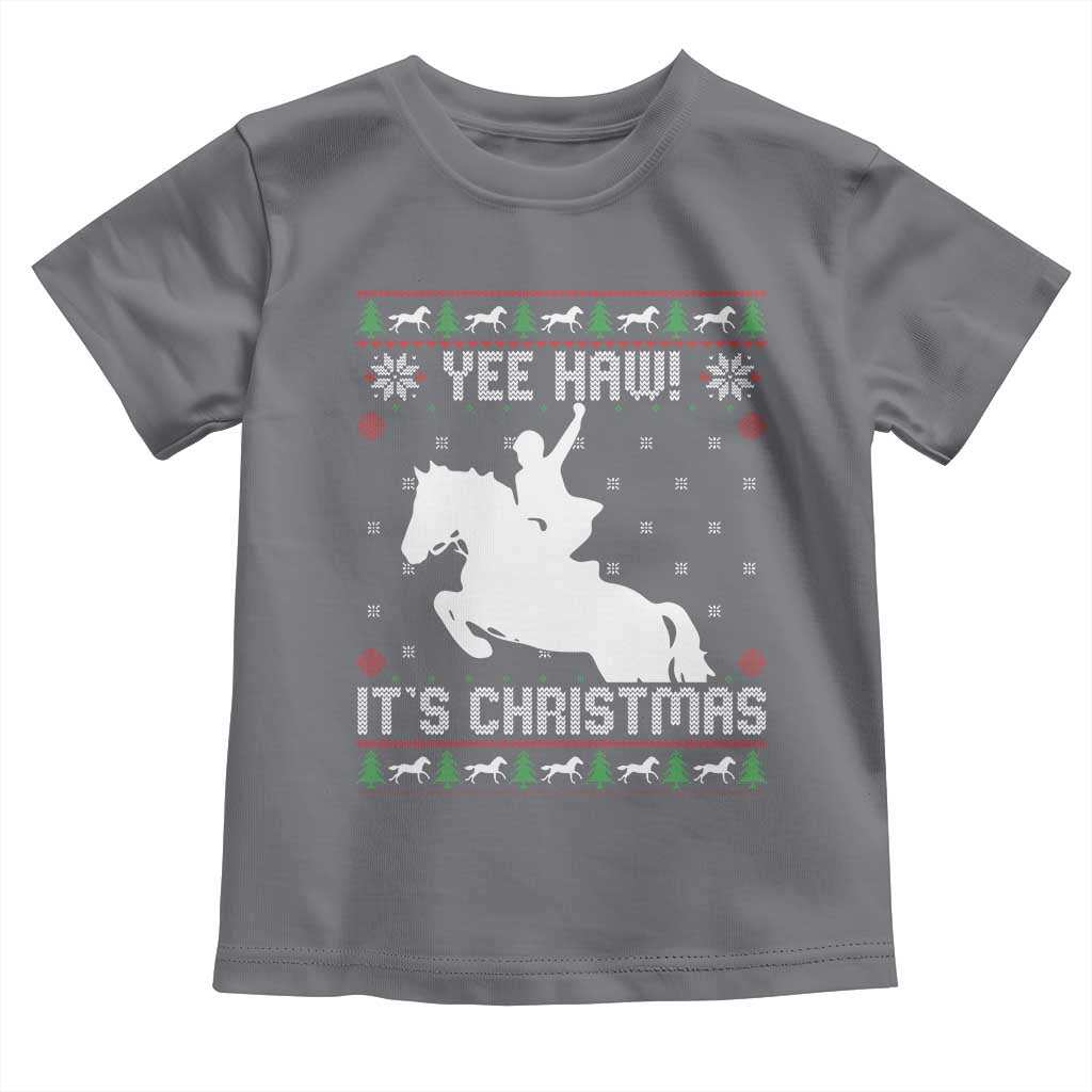 Yee Haw It Is Christmas Toddler T Shirt Funny Ugly Xmas Rodeo Gift For Cowgirl - Wonder Print Shop