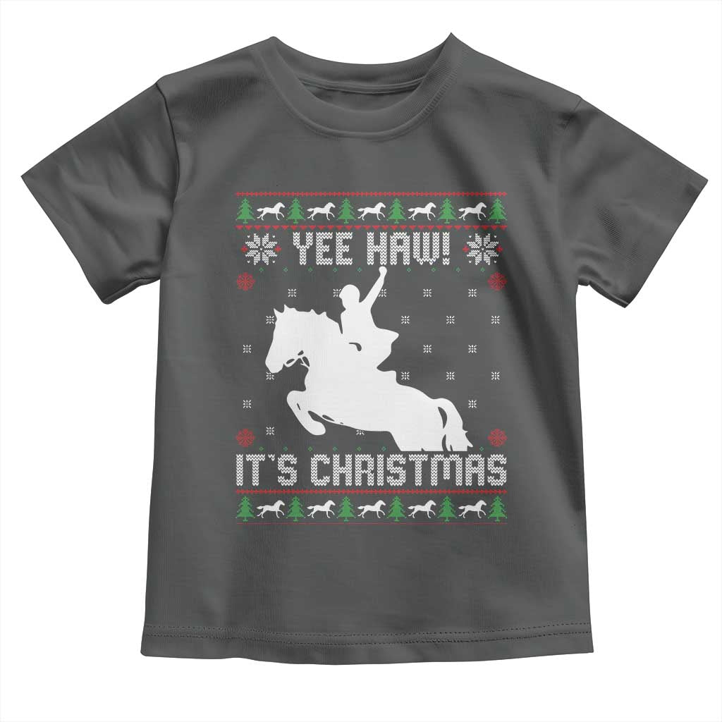 Yee Haw It Is Christmas Toddler T Shirt Funny Ugly Xmas Rodeo Gift For Cowgirl - Wonder Print Shop