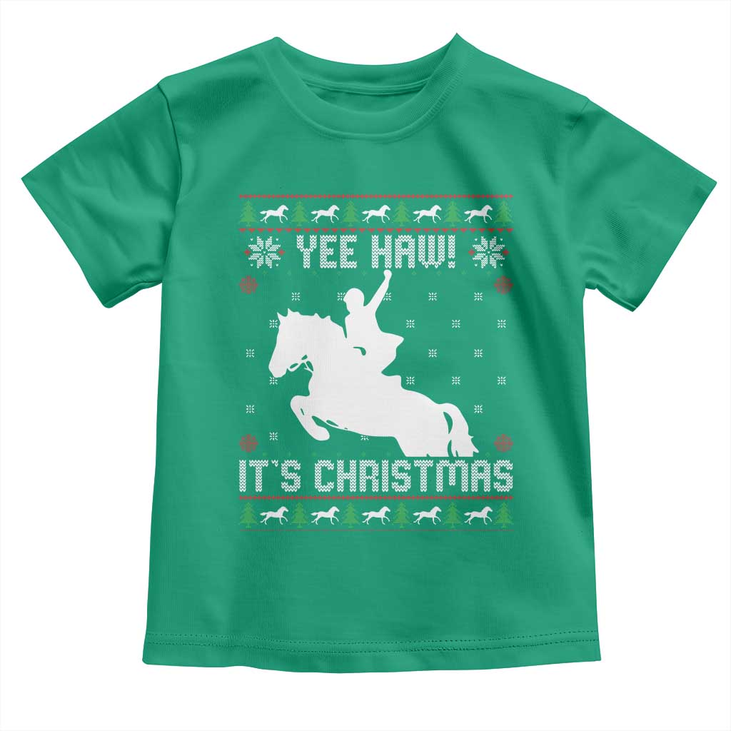 Yee Haw It Is Christmas Toddler T Shirt Funny Ugly Xmas Rodeo Gift For Cowgirl - Wonder Print Shop