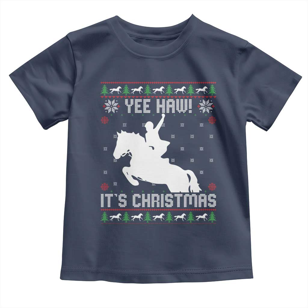 Yee Haw It Is Christmas Toddler T Shirt Funny Ugly Xmas Rodeo Gift For Cowgirl - Wonder Print Shop