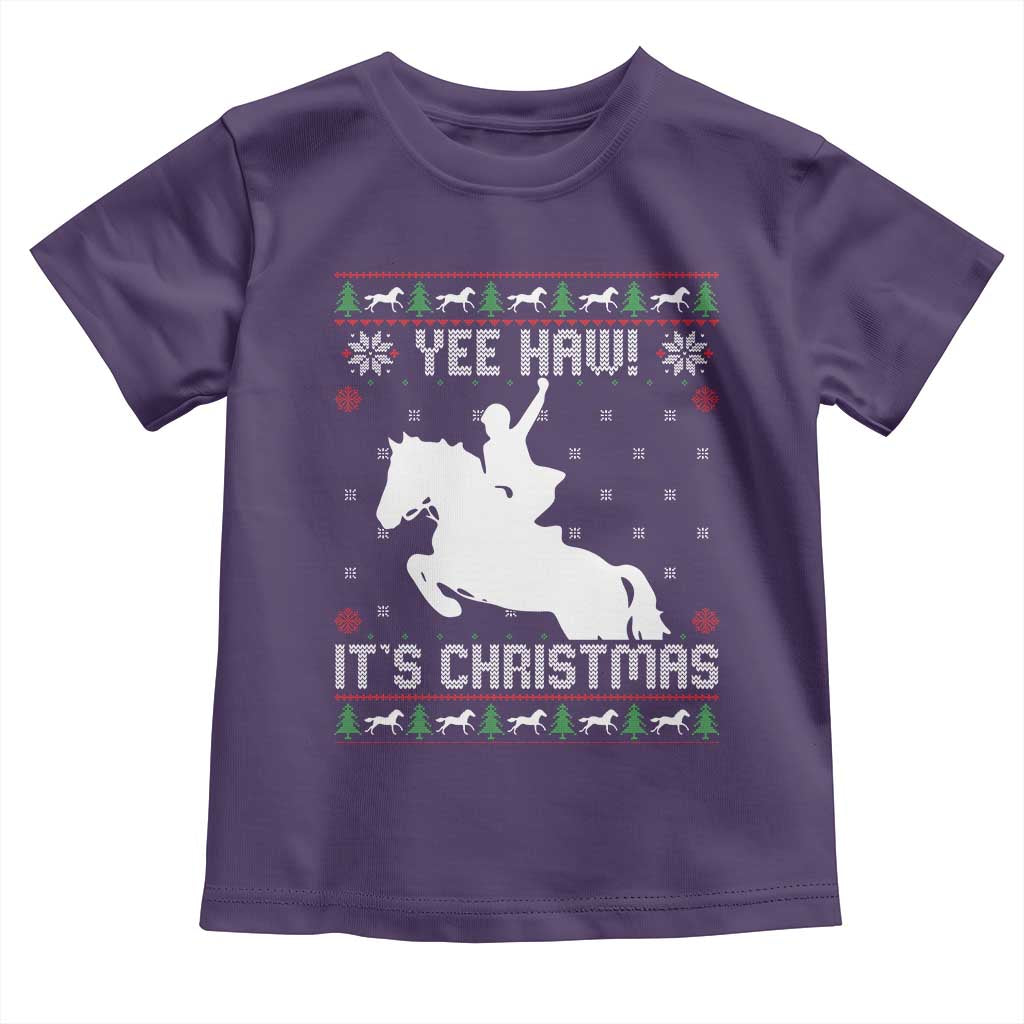 Yee Haw It Is Christmas Toddler T Shirt Funny Ugly Xmas Rodeo Gift For Cowgirl - Wonder Print Shop