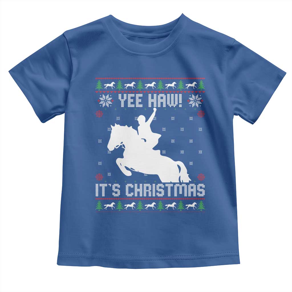 Yee Haw It Is Christmas Toddler T Shirt Funny Ugly Xmas Rodeo Gift For Cowgirl - Wonder Print Shop