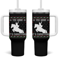 Yee Haw It Is Christmas Tumbler With Handle Funny Ugly Xmas Rodeo Gift For Cowgirl - Wonder Print Shop