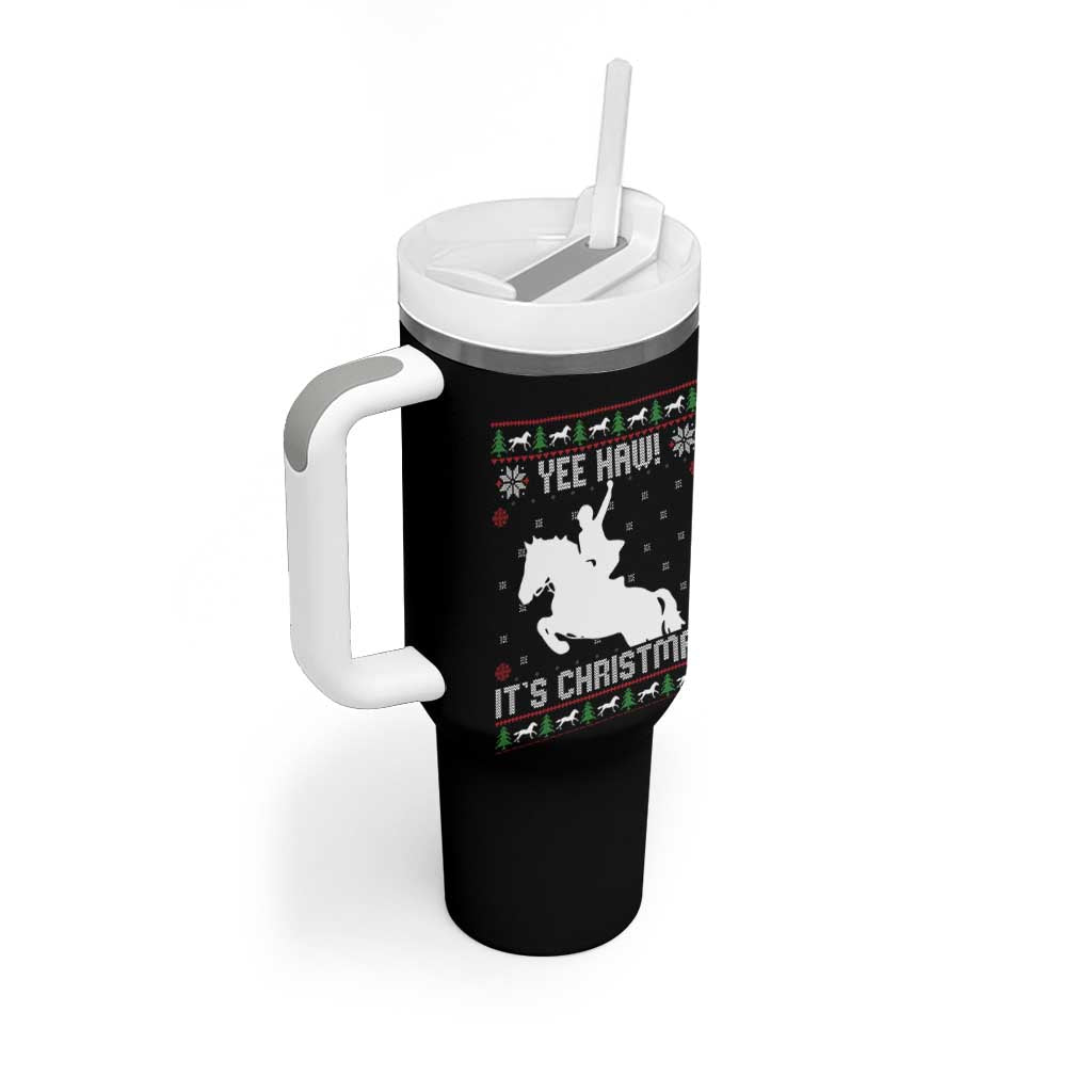 Yee Haw It Is Christmas Tumbler With Handle Funny Ugly Xmas Rodeo Gift For Cowgirl - Wonder Print Shop