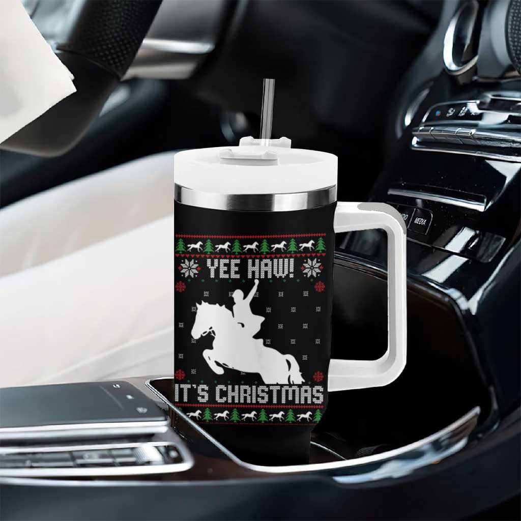 Yee Haw It Is Christmas Tumbler With Handle Funny Ugly Xmas Rodeo Gift For Cowgirl - Wonder Print Shop
