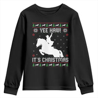 Yee Haw It Is Christmas Youth Sweatshirt Funny Ugly Xmas Rodeo Gift For Cowgirl - Wonder Print Shop