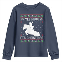 Yee Haw It Is Christmas Youth Sweatshirt Funny Ugly Xmas Rodeo Gift For Cowgirl - Wonder Print Shop