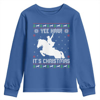 Yee Haw It Is Christmas Youth Sweatshirt Funny Ugly Xmas Rodeo Gift For Cowgirl - Wonder Print Shop