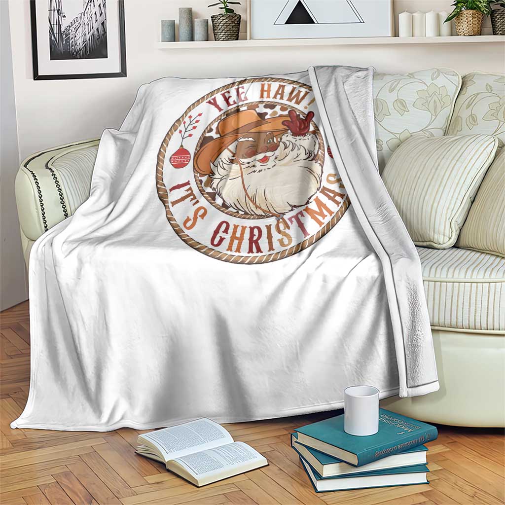 Yee Haw It Is Christmas Throw Blanket Funny Black Santa Cowboy - Wonder Print Shop