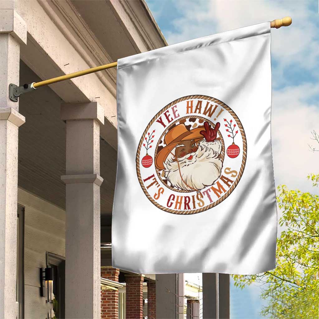 Yee Haw It Is Christmas Garden Flag Funny Black Santa Cowboy - Wonder Print Shop