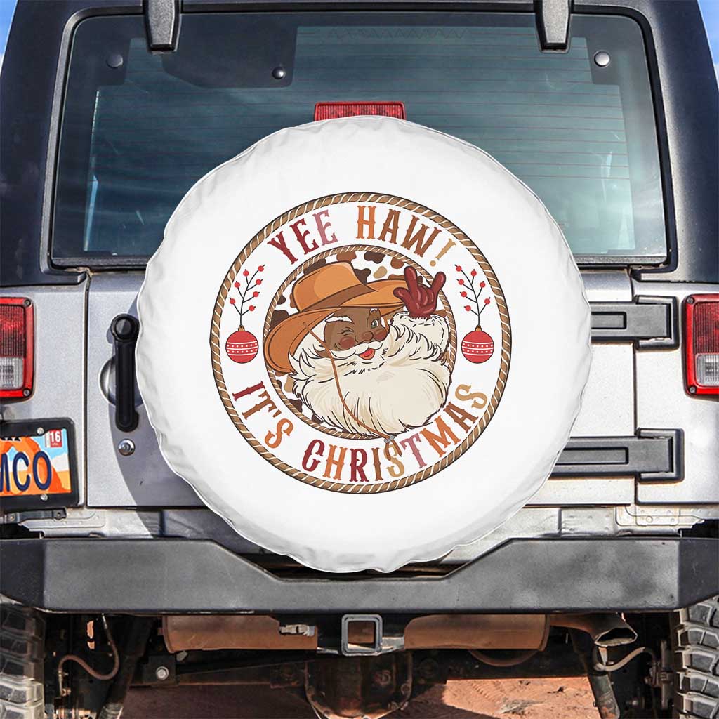 Yee Haw It Is Christmas Spare Tire Cover Funny Black Santa Cowboy - Wonder Print Shop