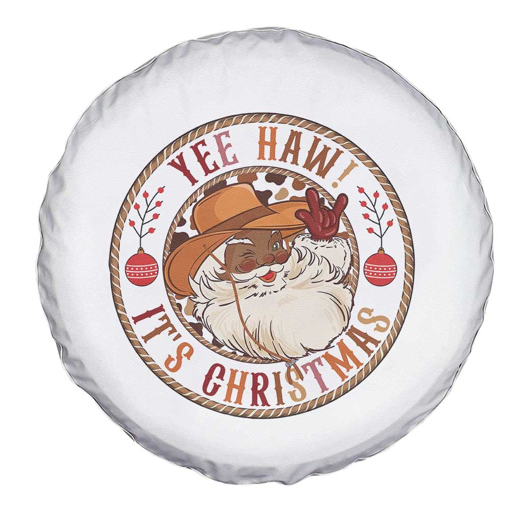 Yee Haw It Is Christmas Spare Tire Cover Funny Black Santa Cowboy - Wonder Print Shop