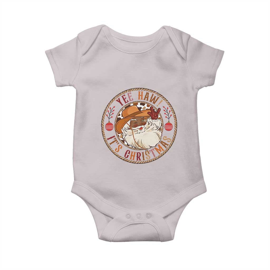 Yee Haw It Is Christmas Baby Onesie Funny Black Santa Cowboy - Wonder Print Shop