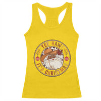 Yee Haw It Is Christmas Racerback Tank Top Funny Black Santa Cowboy - Wonder Print Shop