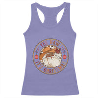 Yee Haw It Is Christmas Racerback Tank Top Funny Black Santa Cowboy - Wonder Print Shop