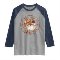 Yee Haw It Is Christmas Raglan Shirt Funny Black Santa Cowboy - Wonder Print Shop
