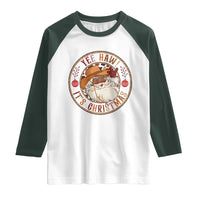 Yee Haw It Is Christmas Raglan Shirt Funny Black Santa Cowboy - Wonder Print Shop