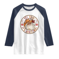 Yee Haw It Is Christmas Raglan Shirt Funny Black Santa Cowboy - Wonder Print Shop