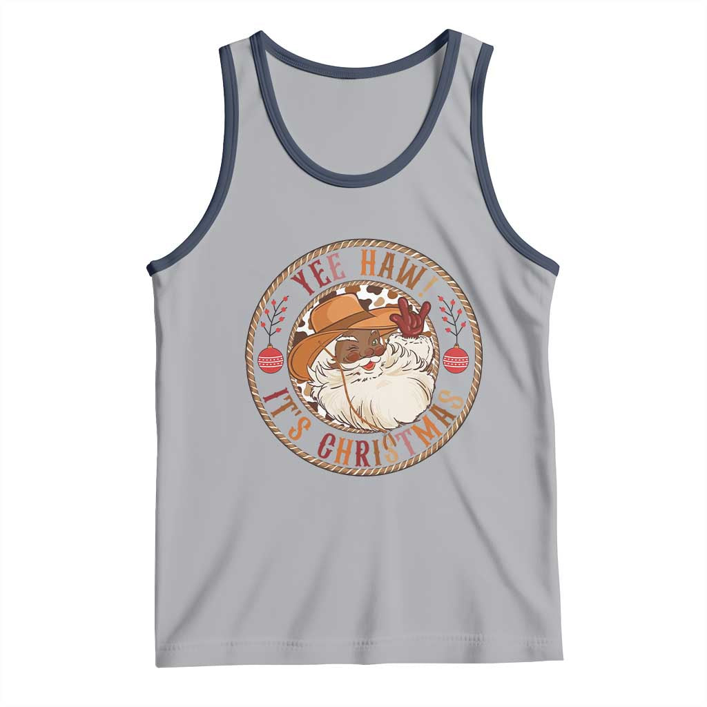 Yee Haw It Is Christmas Tank Top Funny Black Santa Cowboy - Wonder Print Shop