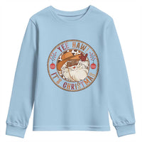 Yee Haw It Is Christmas Youth Sweatshirt Funny Black Santa Cowboy - Wonder Print Shop