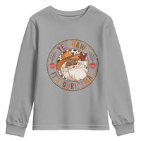Yee Haw It Is Christmas Youth Sweatshirt Funny Black Santa Cowboy - Wonder Print Shop