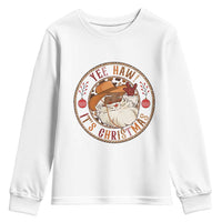 Yee Haw It Is Christmas Youth Sweatshirt Funny Black Santa Cowboy - Wonder Print Shop