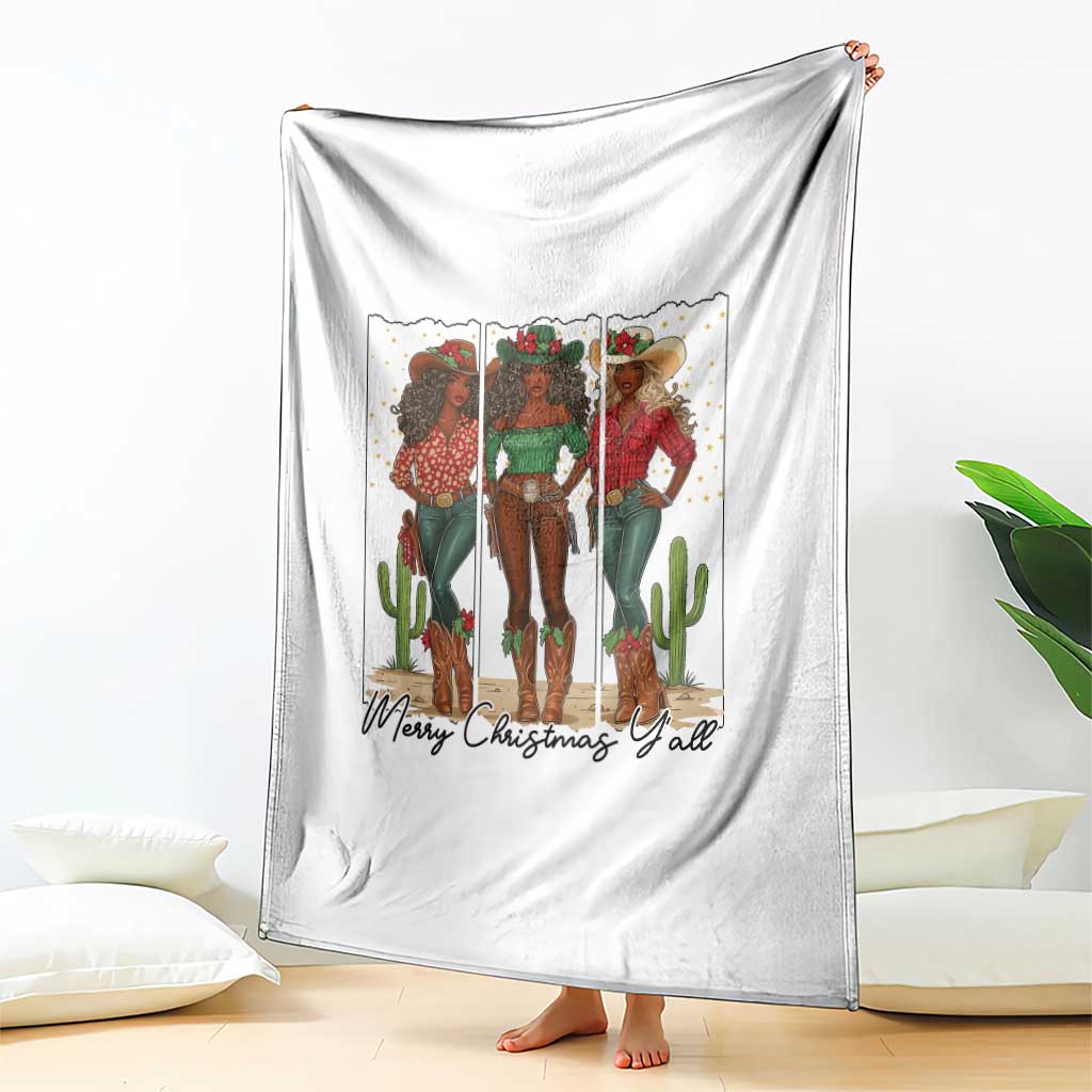 Merry Christmas Y'all Throw Blanket Funny Western Holiday Gift For Cowgirl - Wonder Print Shop