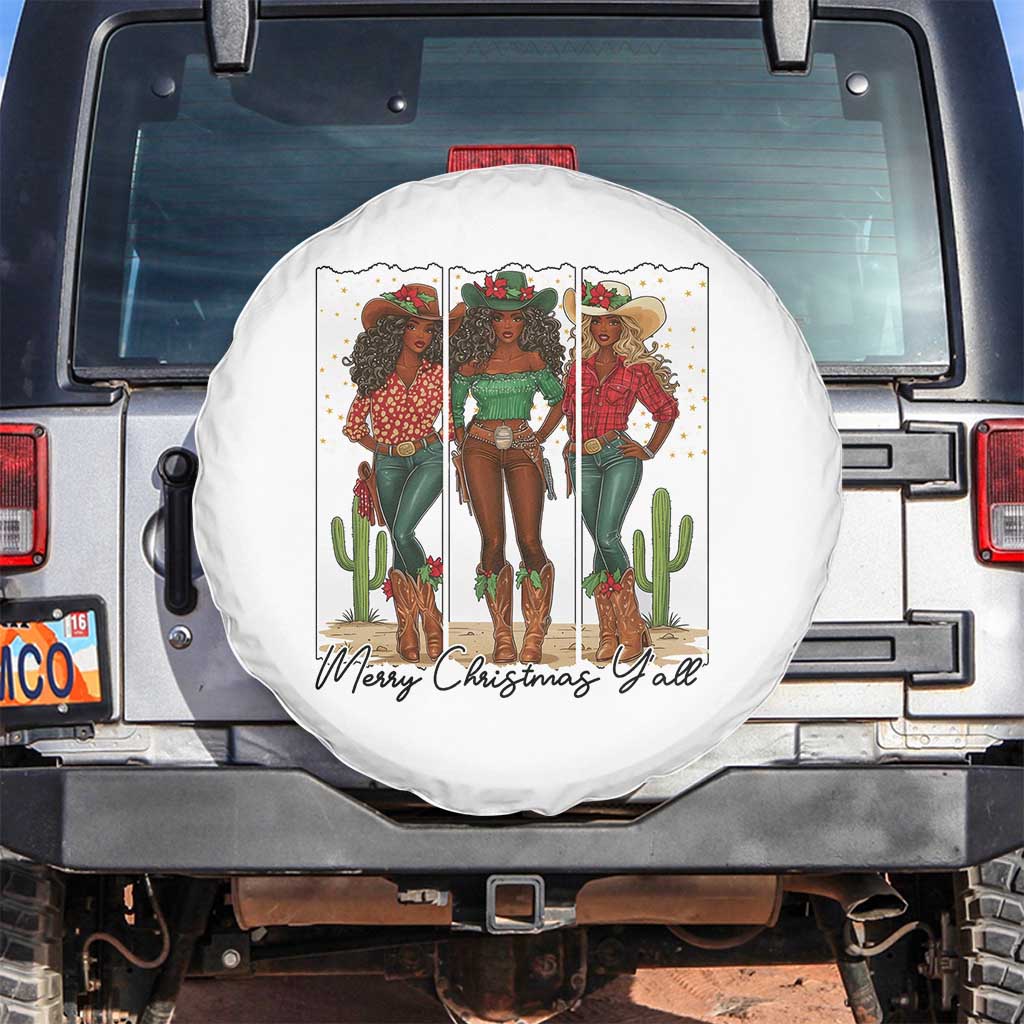 Merry Christmas Y'all Spare Tire Cover Funny Western Holiday Gift For Cowgirl - Wonder Print Shop