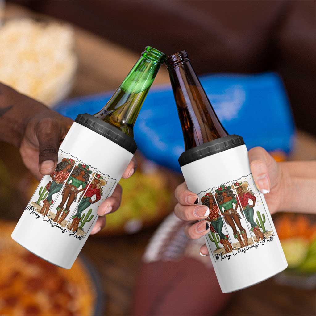 Merry Christmas Y'all 4 in 1 Can Cooler Tumbler Funny Western Holiday Gift For Cowgirl - Wonder Print Shop