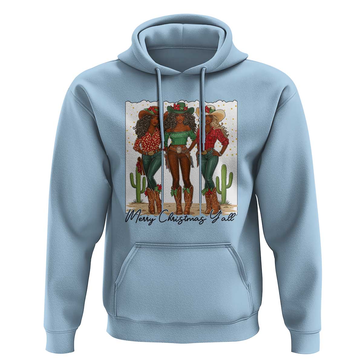Merry Christmas Y'all Hoodie Funny Western Holiday Gift For Cowgirl - Wonder Print Shop