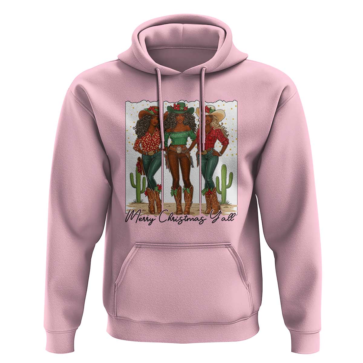 Merry Christmas Y'all Hoodie Funny Western Holiday Gift For Cowgirl - Wonder Print Shop