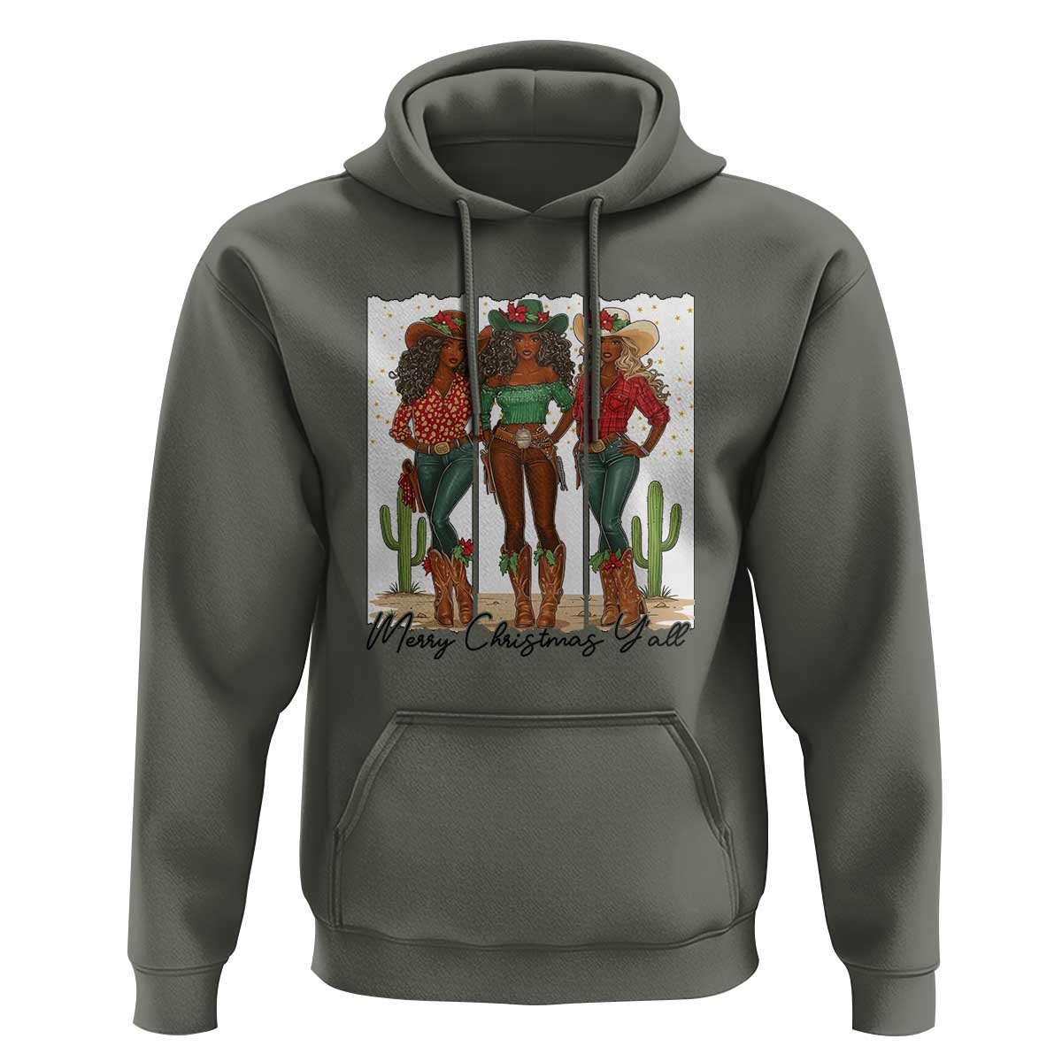 Merry Christmas Y'all Hoodie Funny Western Holiday Gift For Cowgirl - Wonder Print Shop
