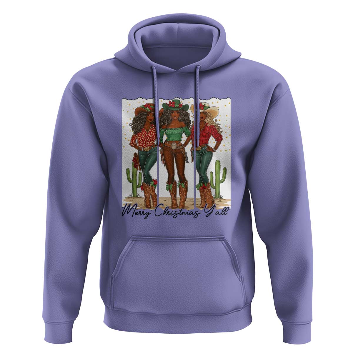 Merry Christmas Y'all Hoodie Funny Western Holiday Gift For Cowgirl - Wonder Print Shop