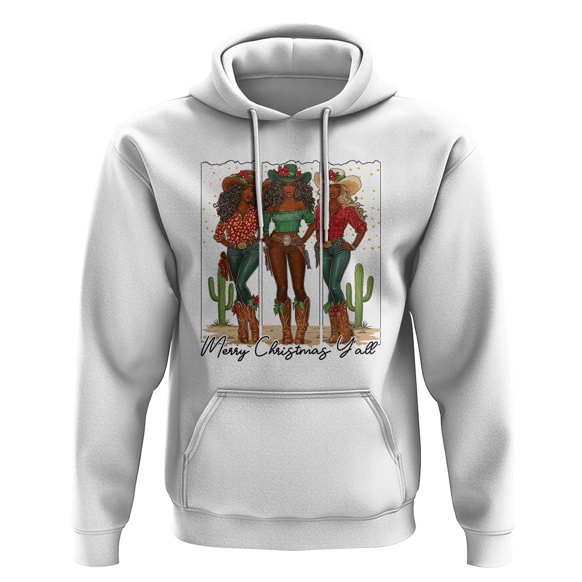 Merry Christmas Y'all Hoodie Funny Western Holiday Gift For Cowgirl - Wonder Print Shop