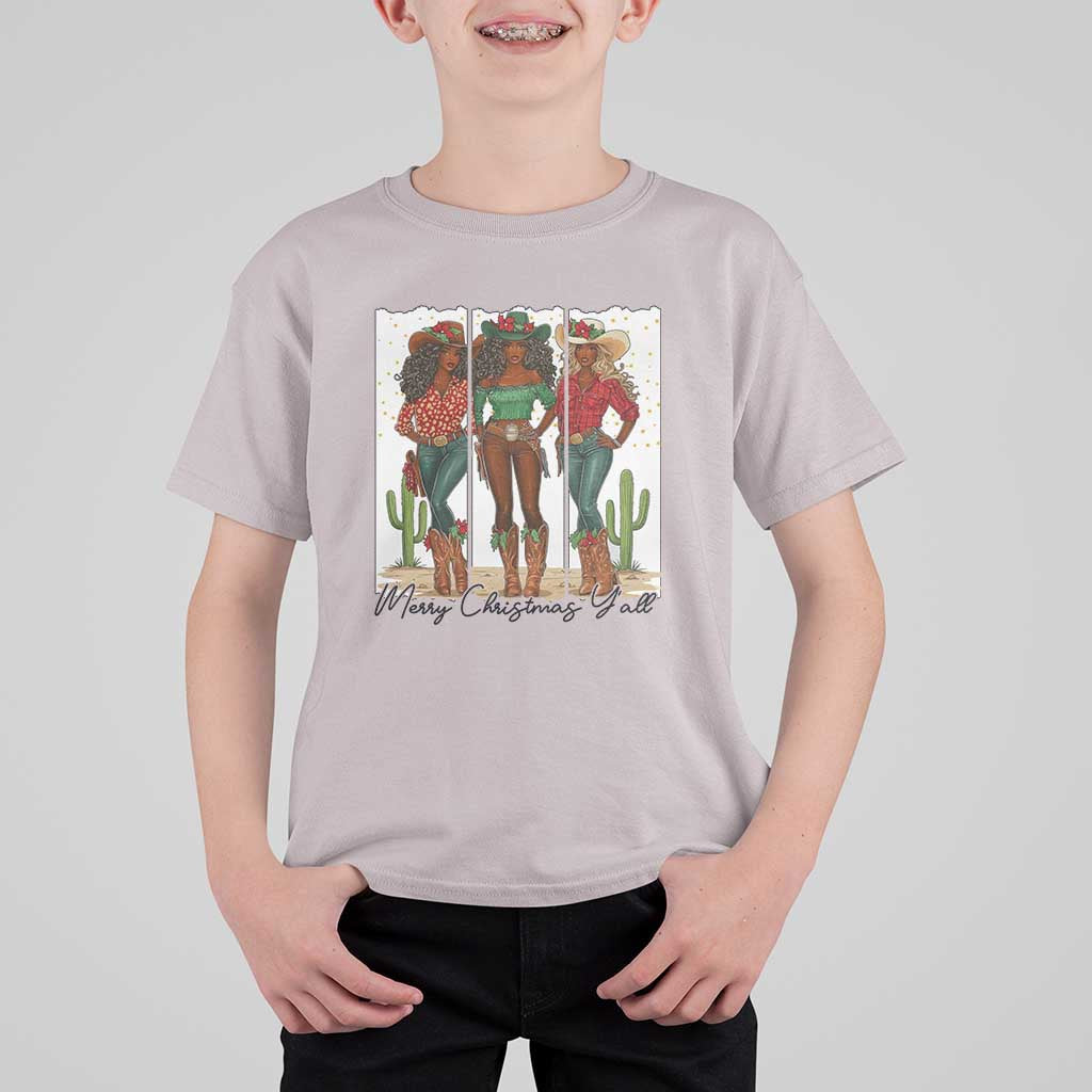 Merry Christmas Y'all T Shirt For Kid Funny Western Holiday Gift For Cowgirl - Wonder Print Shop