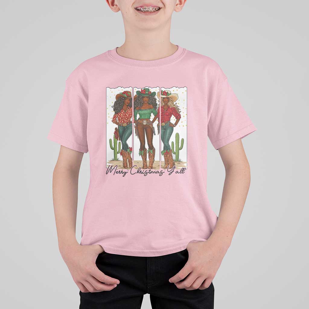Merry Christmas Y'all T Shirt For Kid Funny Western Holiday Gift For Cowgirl - Wonder Print Shop