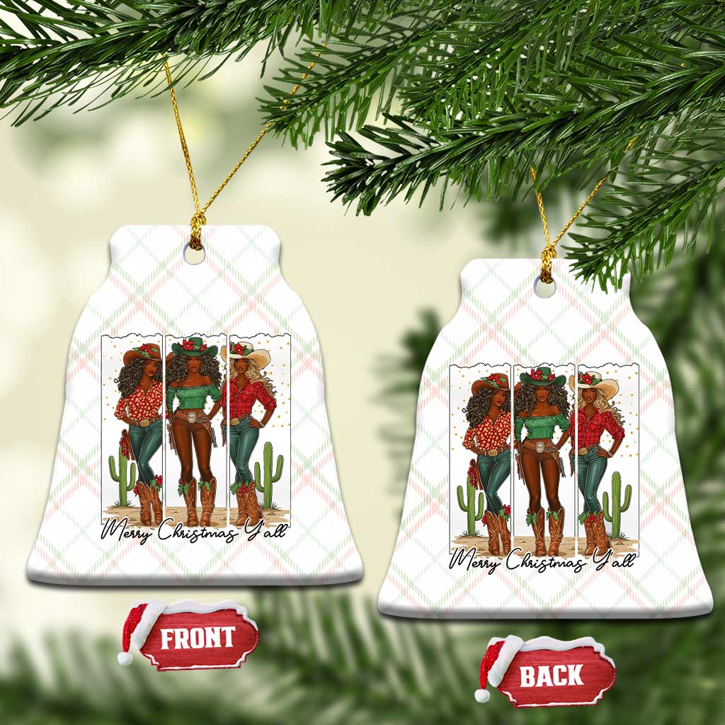 Merry Christmas Y'all Ceramic Ornament Funny Western Holiday Gift For Cowgirl - Wonder Print Shop