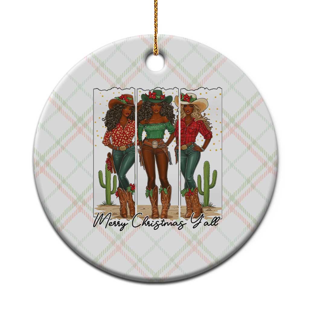 Merry Christmas Y'all Ceramic Ornament Funny Western Holiday Gift For Cowgirl - Wonder Print Shop
