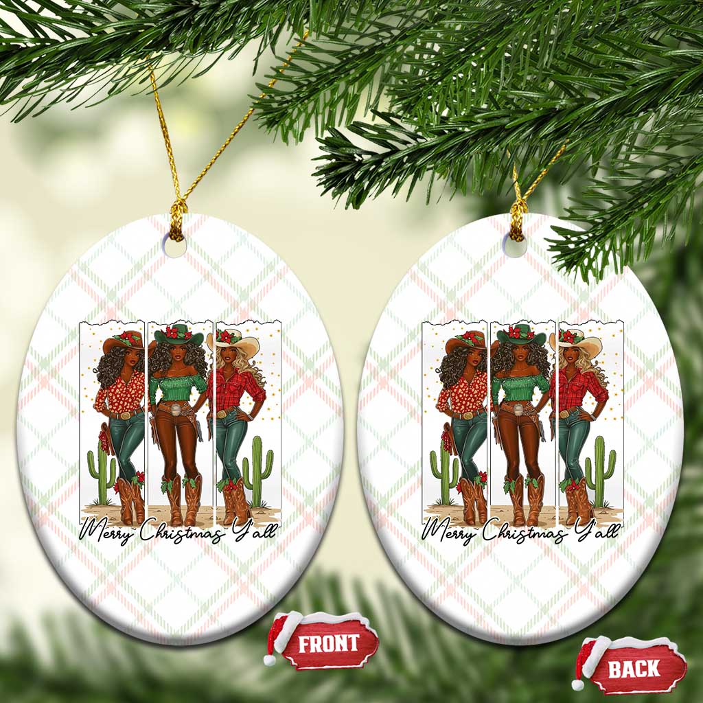 Merry Christmas Y'all Ceramic Ornament Funny Western Holiday Gift For Cowgirl - Wonder Print Shop