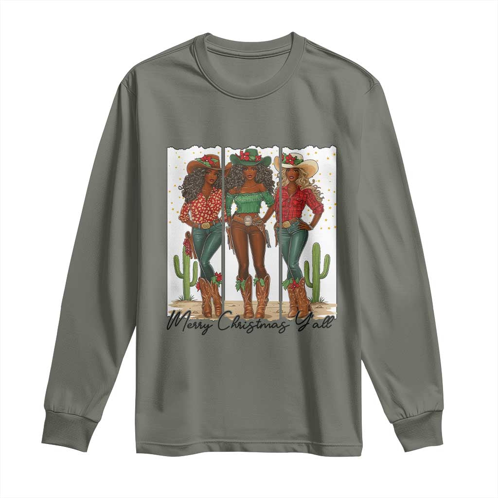 Merry Christmas Y'all Long Sleeve Shirt Funny Western Holiday Gift For Cowgirl - Wonder Print Shop