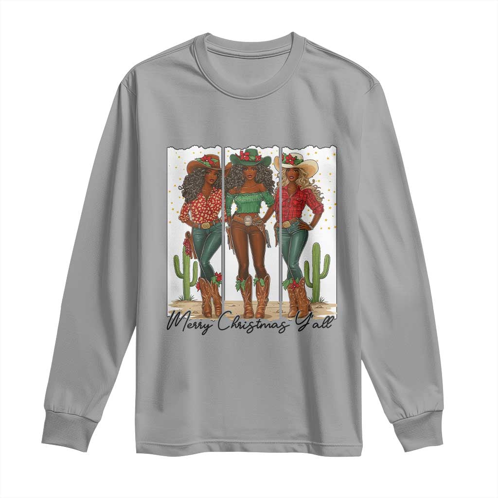 Merry Christmas Y'all Long Sleeve Shirt Funny Western Holiday Gift For Cowgirl - Wonder Print Shop